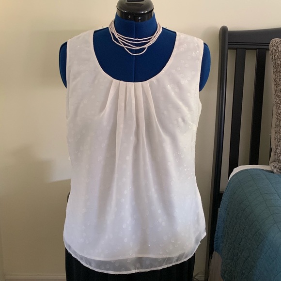 MERONA Ivory Sparkle Glitter Gathered Dressy Shell - Picture 1 of 5